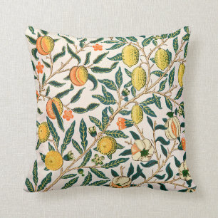 Coussin Ornement blanc de la grenade à fruits William Morr