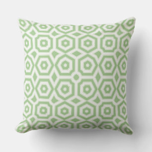 Coussin Ornement blanc vert art déco géométrie