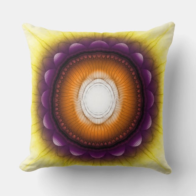 Coussin Ornement bleu orange mystique (Recto)