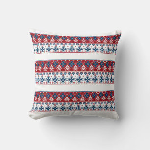 Coussin Ornement bleu rouge
