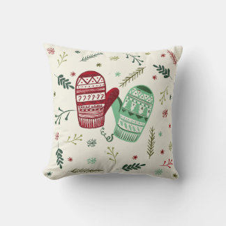 Coussin Ornement de mitaines de Noël