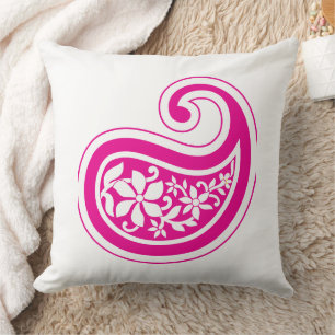 Coussin Ornement de paisley floral blanc magenta
