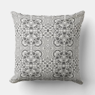 Coussin Ornement ethnique abstrait gris déco