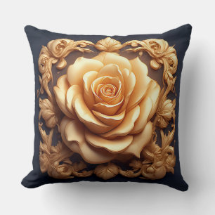 Coussin Ornement floral élégant aux accents dorés