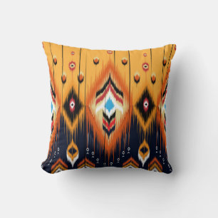 Coussin Ornement folklorique géométrique Ikat. Ethnie trib