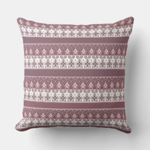 Coussin Ornement folklorique scandinave Brown et blanc
