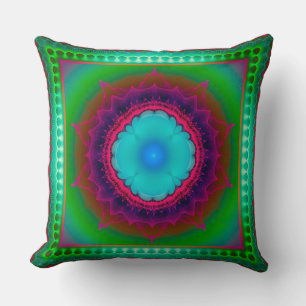 Coussin Ornement fractal lumineux coloré