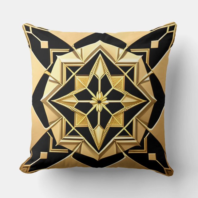 Coussin Ornement Géométrique Doré (Recto)