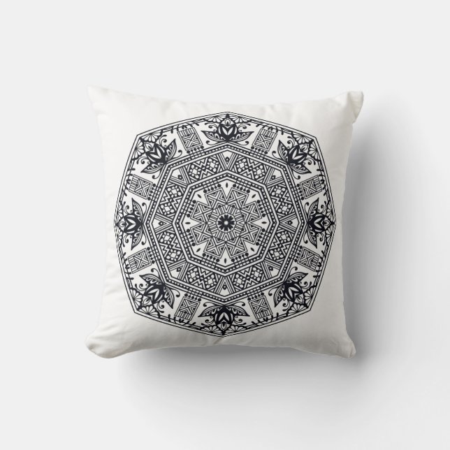 Coussin Ornement rond de mandala (Recto)
