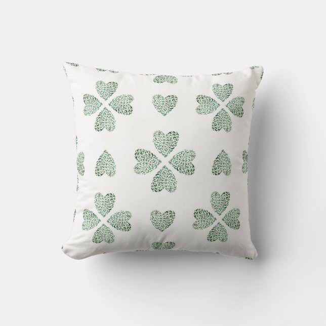 Coussin Ornement vert botanique, aquarelle transparente (Recto)