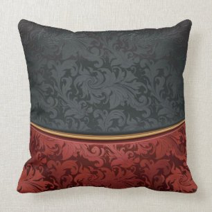 Coussin Ornement vintage rouge et noir