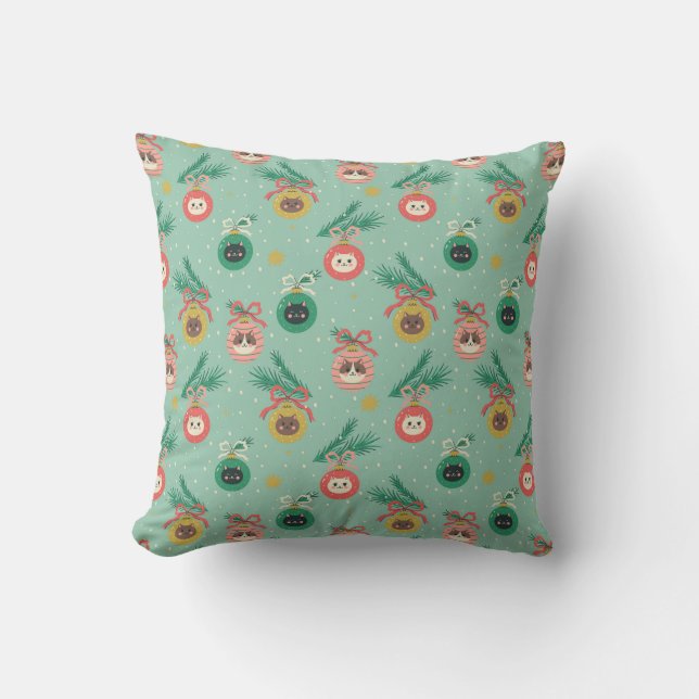Coussin Ornements de chats sur Motif d'arbre (Recto)
