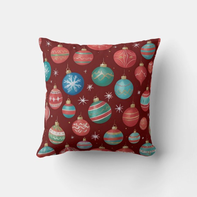 Coussin Ornements de Noël colorés motif (Verso)