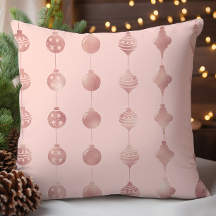 Coussin Ornements de Noël en or rose Motif de vacances