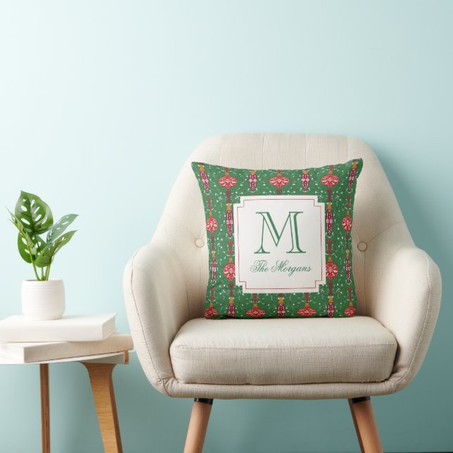 Coussin Ornements de Noël festifs Monogramme (Chaise)