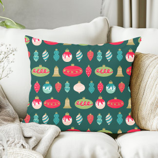 Coussin Ornements de Noël Rétro Couleurs Moderne du Milieu