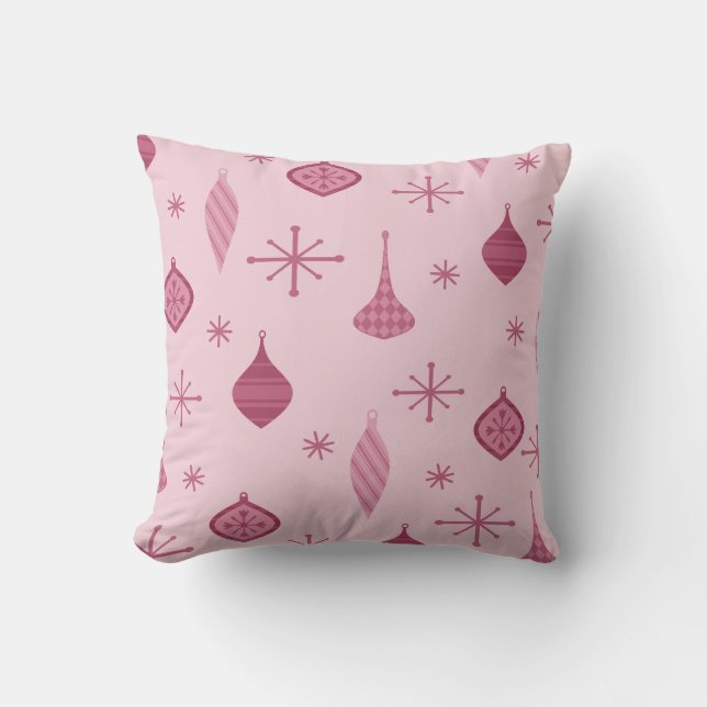 Coussin Ornements de Noël rétro Rouge (Recto)