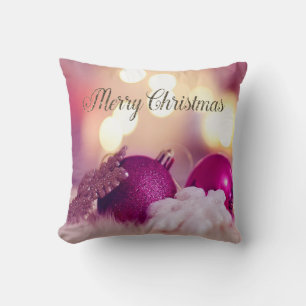 Coussin Ornements de Noël Violet Brillants Élégants