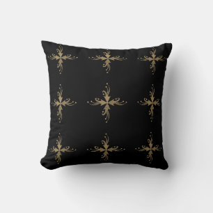 Coussin Ornements dorés sur arrière - plan noir