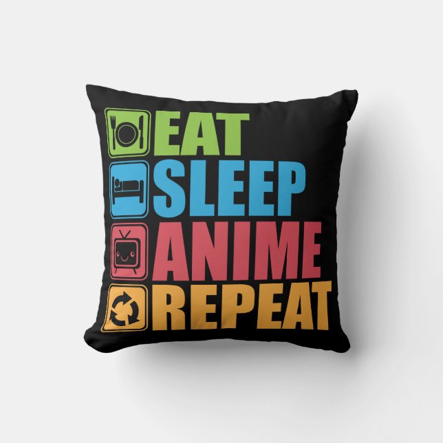 Coussin Otaku - Manger, Dormir, Anime, Répéter - Manga, Dr (Recto)