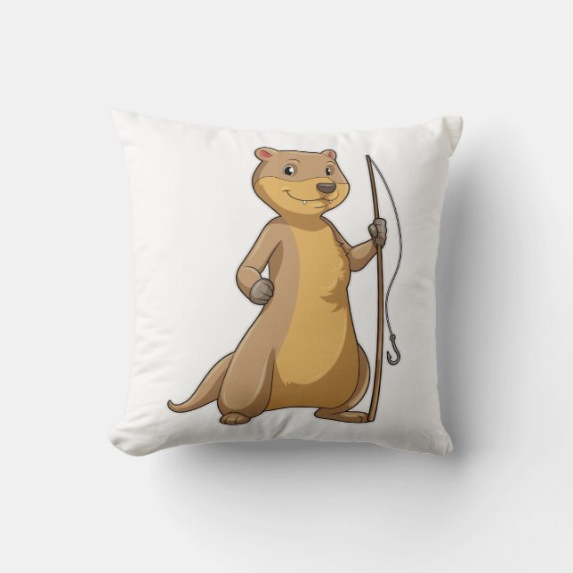 Coussin Otter comme Fisher avec canne à pêche (Recto)