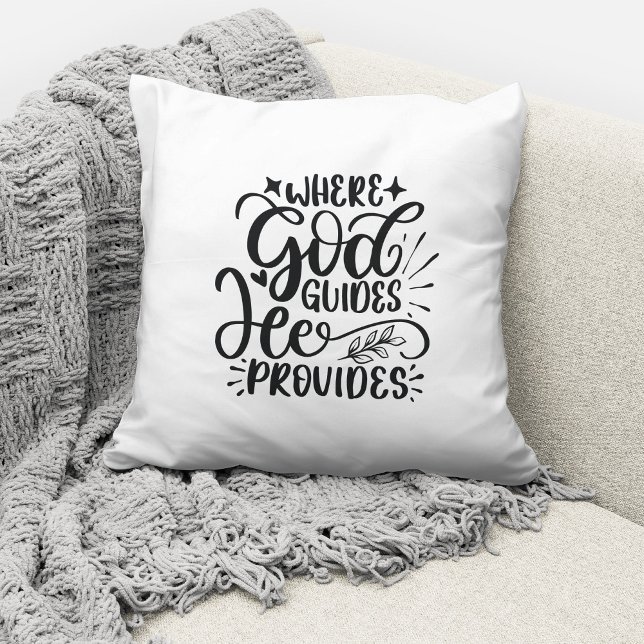 Coussin Où Dieu Guide Il Pourvoit Citation Chrétienne (Créateur téléchargé)