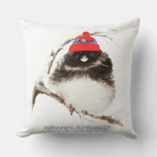 Coussin Où est le printemps amusant Aquarelle Sarcastique
