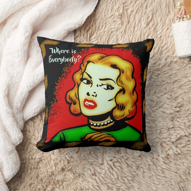 Coussin Où Est Tout Le Monde ? Retro Comic Girl (Couverture)