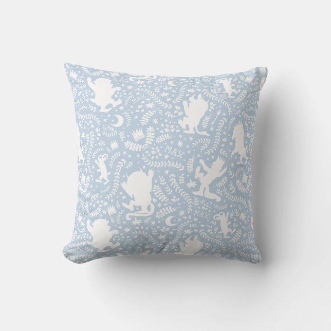 Coussin Où les choses sauvages le modèle floral bleu (Recto)