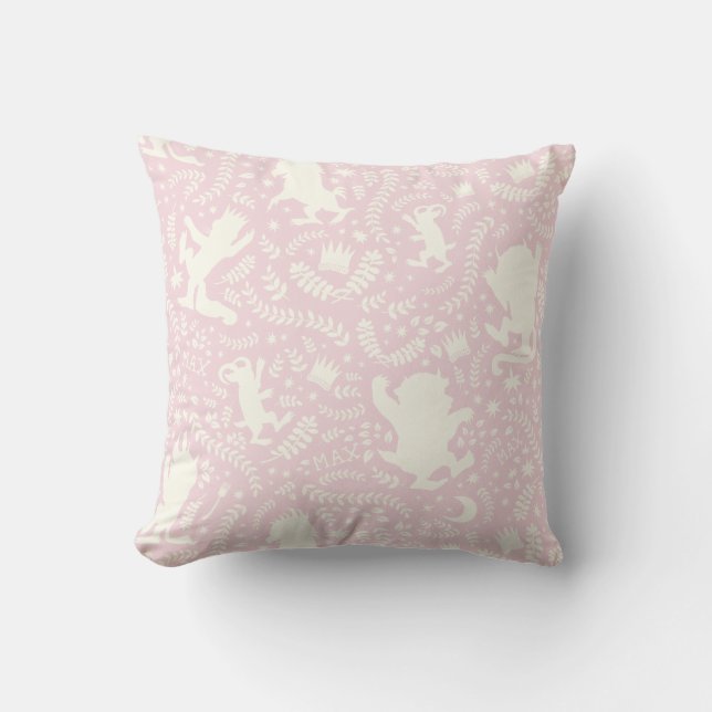 Coussin Où les choses sauvages rose modèle floral (Recto)