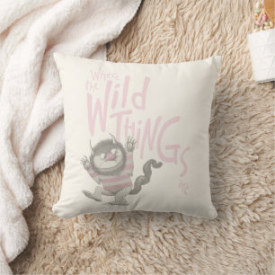 Coussin Où sont les monstres Citation - Rose