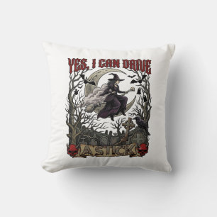 Coussin Oui Peut Conduire Bâton Sorcière Cimetière Hallowe