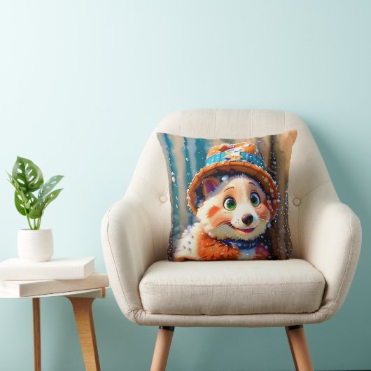 Coussin Ours à la luffée en hiver Casquette Noël Design PR (Chaise)