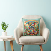 Coussin Ours à patchwork arc-en-ciel (Chaise)