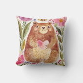 Coussin Ours aux fleurs et une abeille (Recto)