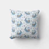 Coussin Ours Bébé Couché Bleu Sur Lune Nuages & Étoiles (Recto)