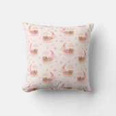 Coussin Ours Bébé Couché Rose Sur Lune Nuages & Étoiles (Recto)