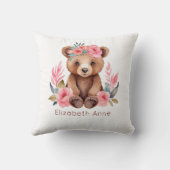 Coussin Ours Bébé Monogramme Fleurs Roses Nurserie Bébé Fi (Verso)