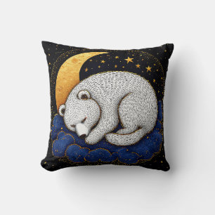 Coussin Ours blanc dormant sur des nuages