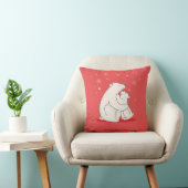 Coussin Ours blancs de Noël rouge mignon (Chaise)