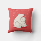 Coussin Ours blancs de Noël rouge mignon (Verso)