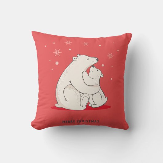 Coussin Ours blancs de Noël rouge mignon (Recto)