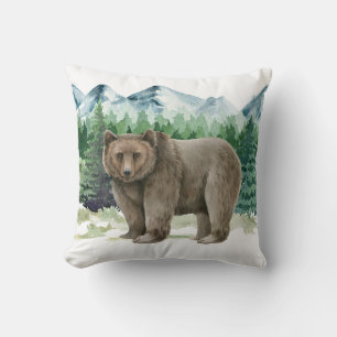 Coussin Ours Brown en montagne