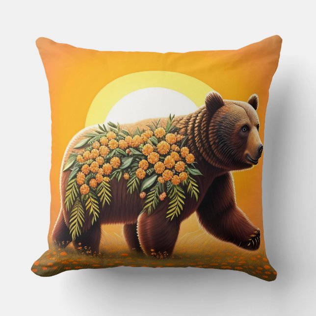 Coussin Ours Brun Majestueux (Recto)