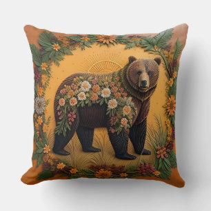 Coussin Ours Brun Majestueux