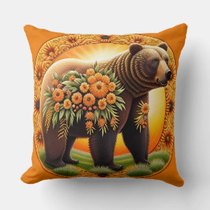 Coussin Ours brun majestueux
