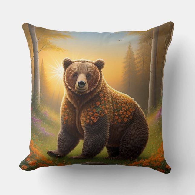 Coussin Ours brun majestueux  (Recto)