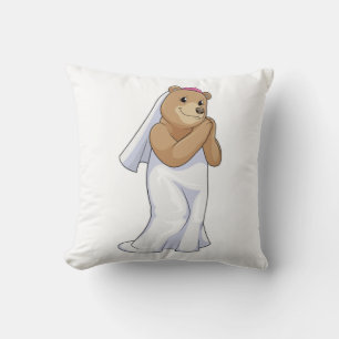 Coussin Ours comme mariée avec voile
