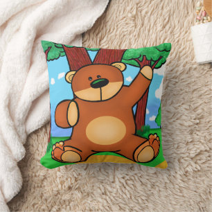 Coussin Ours dans la prairie - Bear in grassland