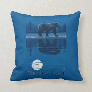 Coussin Ours dans le clair de lune - Yellowstone